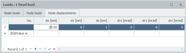 Node Displacements Table