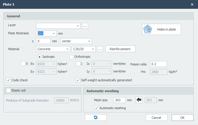 Plate properties dialog