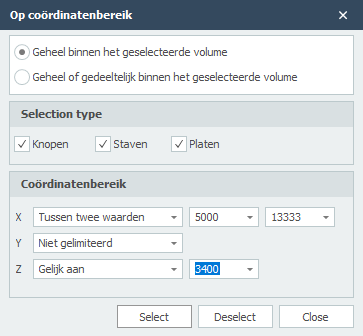 Select by coordinate range
