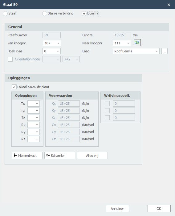 Dummy beam properties